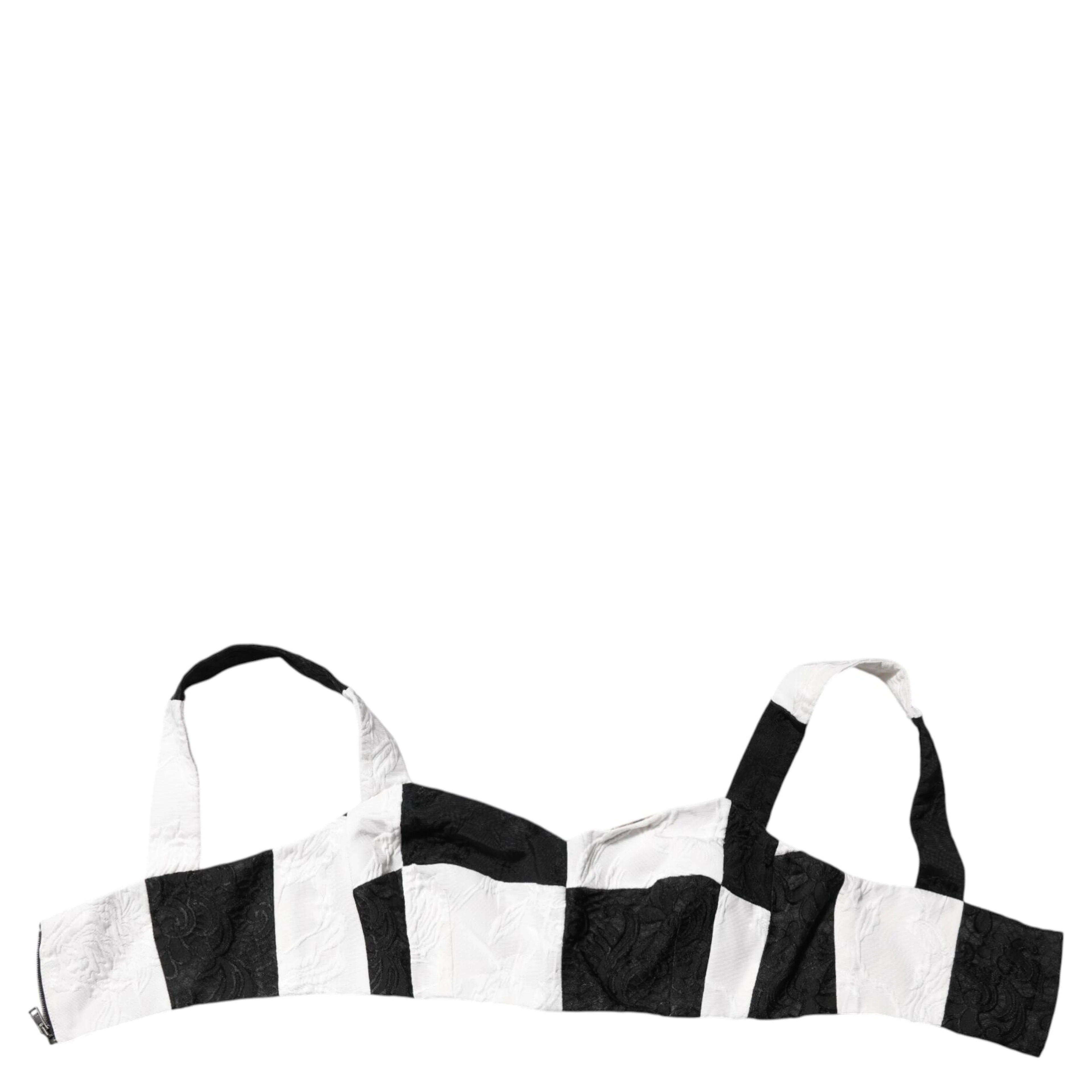Black White Cropped Bustier Corset Bra Top