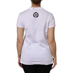 White Cotton Short Sleeve V-Neck Top T-shirt