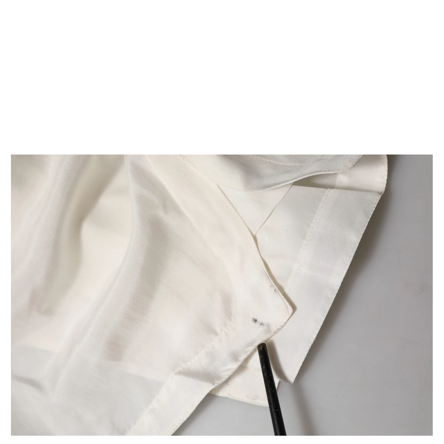 Off White Silk Button Down Polo Shirt Top
