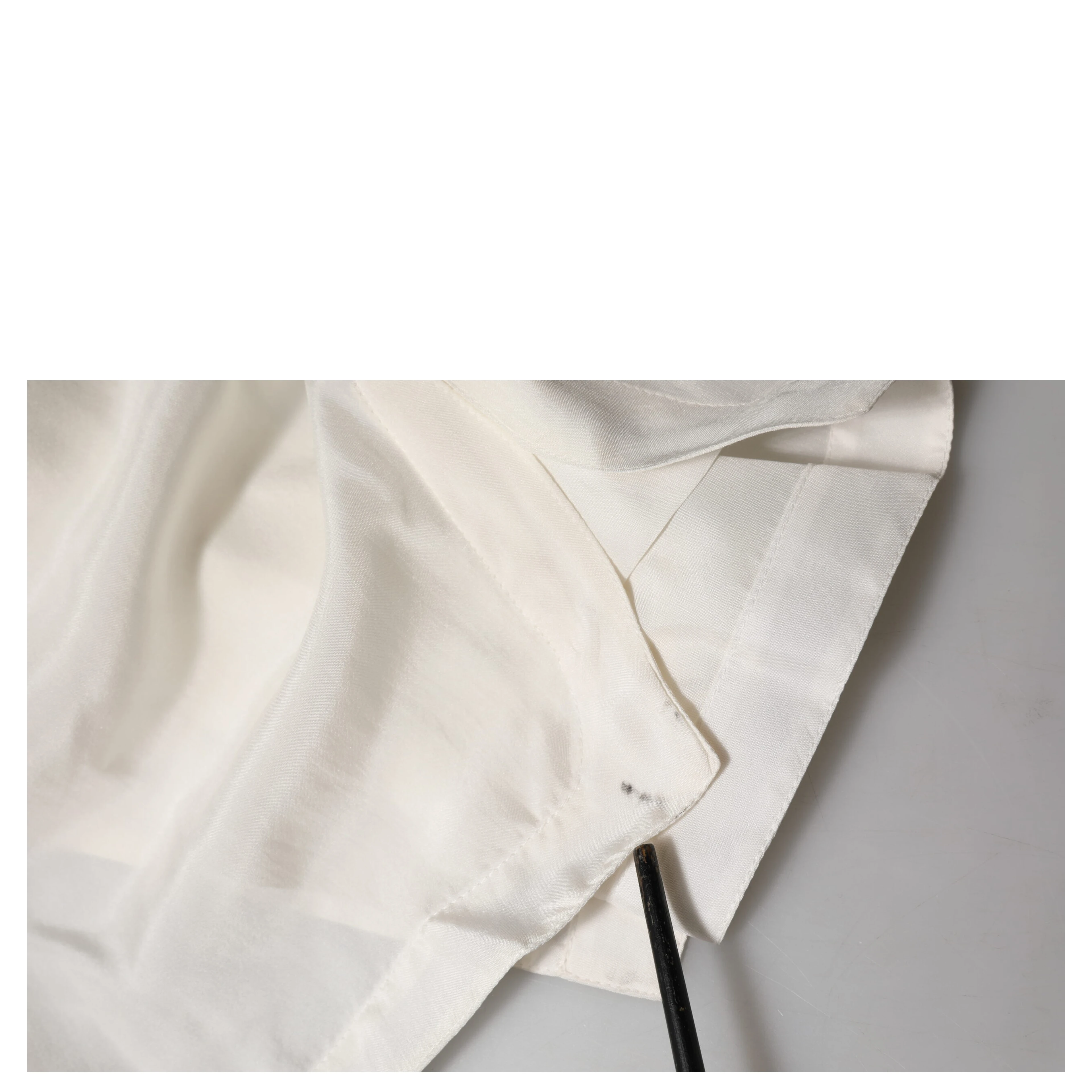 Off White Silk Button Down Polo Shirt Top