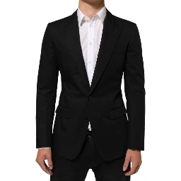 Black Wool 2 Buttons Suit Men Jacket Blazer