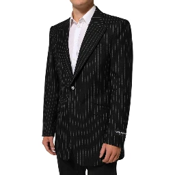 Black Stripes 2 Buttons Suit Jacket Blazer