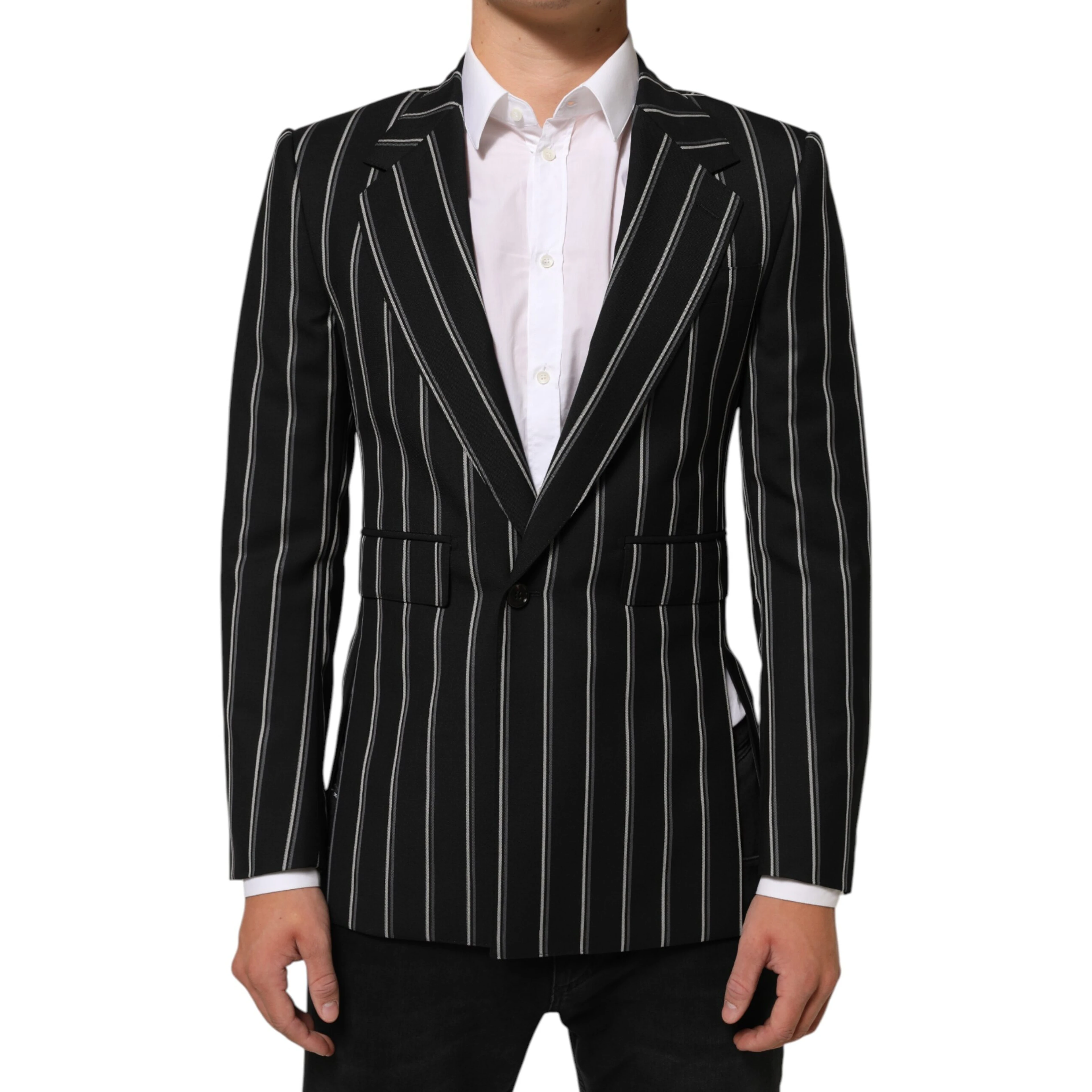 Black Stripes SICILIA 1 Button Suit Blazer
