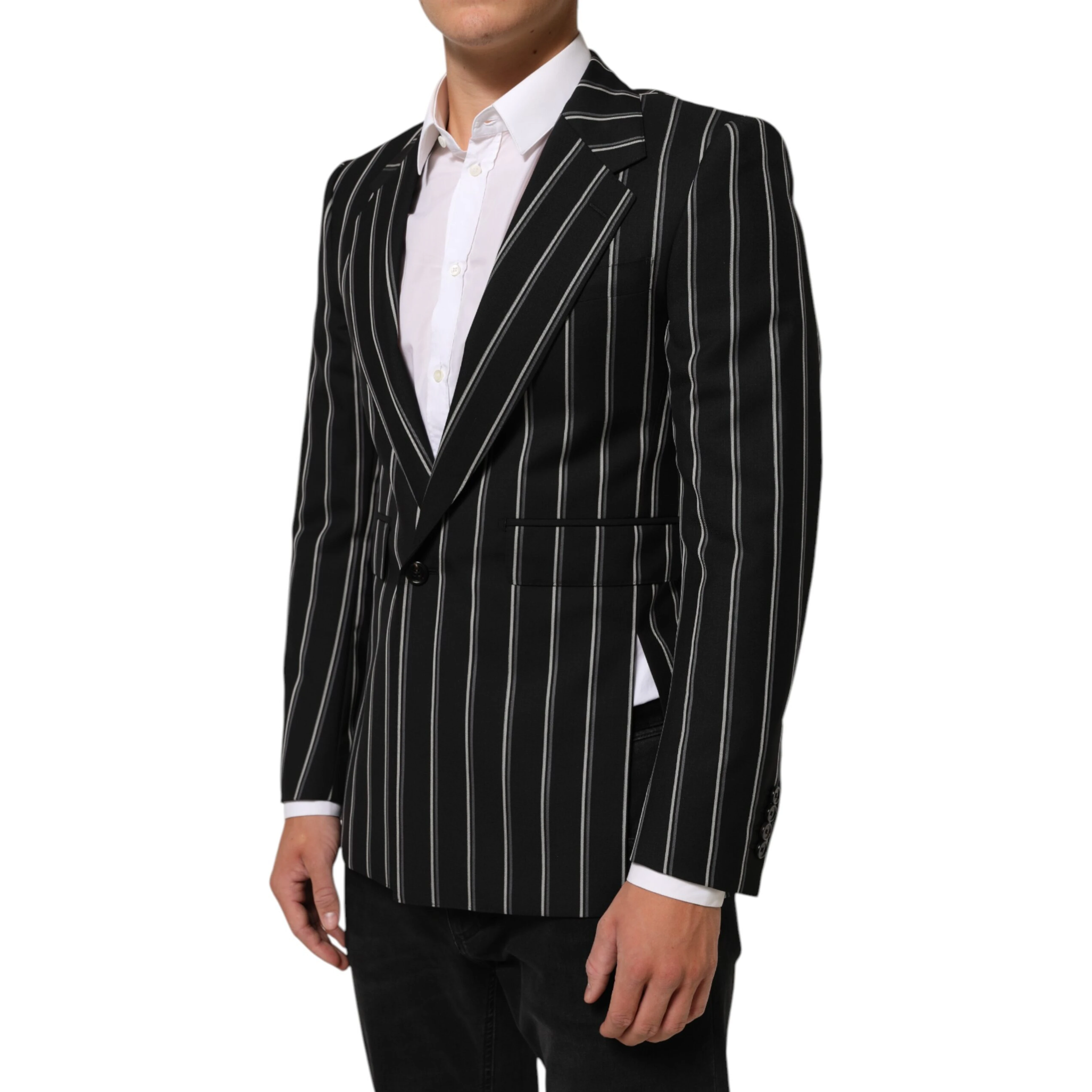 Black Stripes SICILIA 1 Button Suit Blazer
