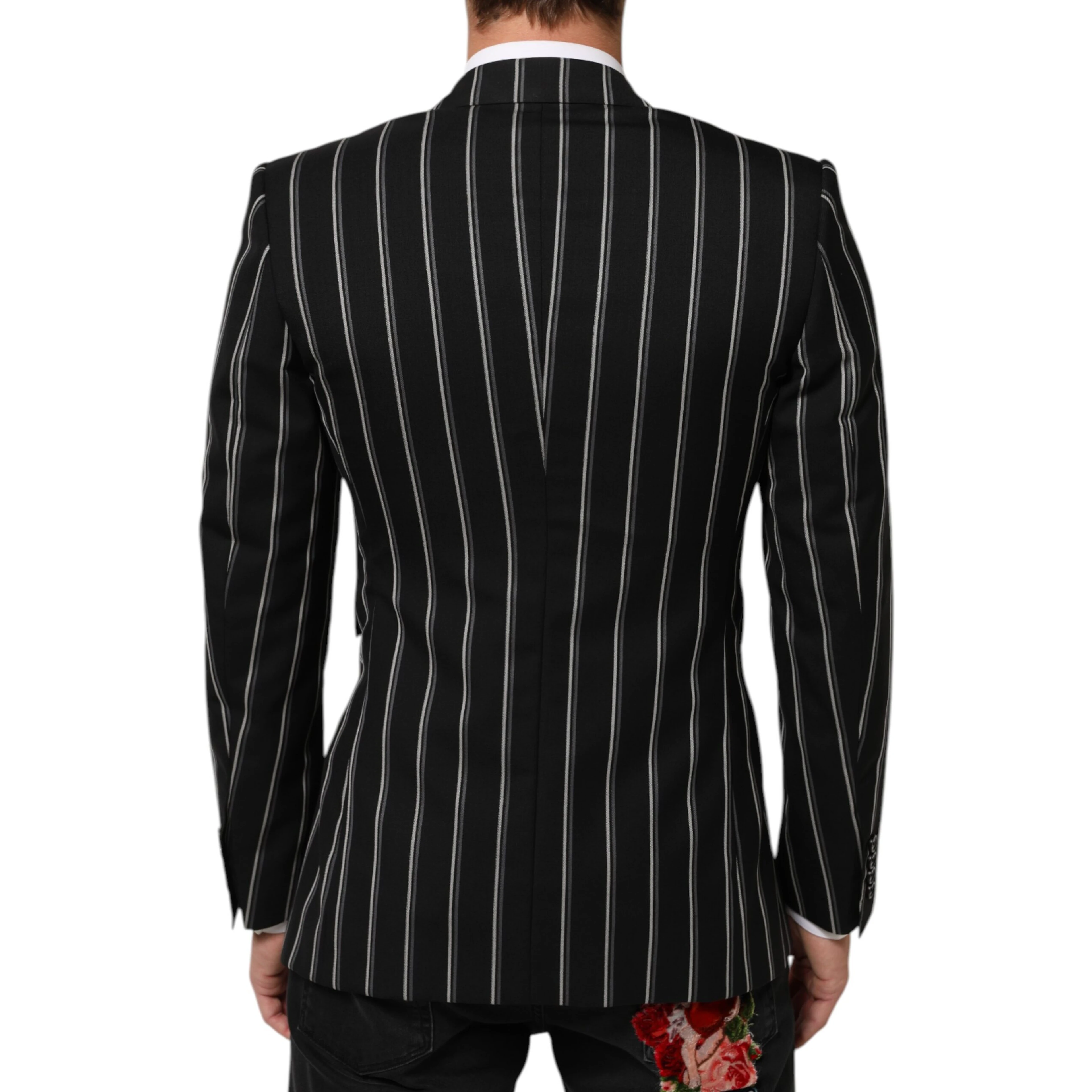 Black Stripes SICILIA 1 Button Suit Blazer
