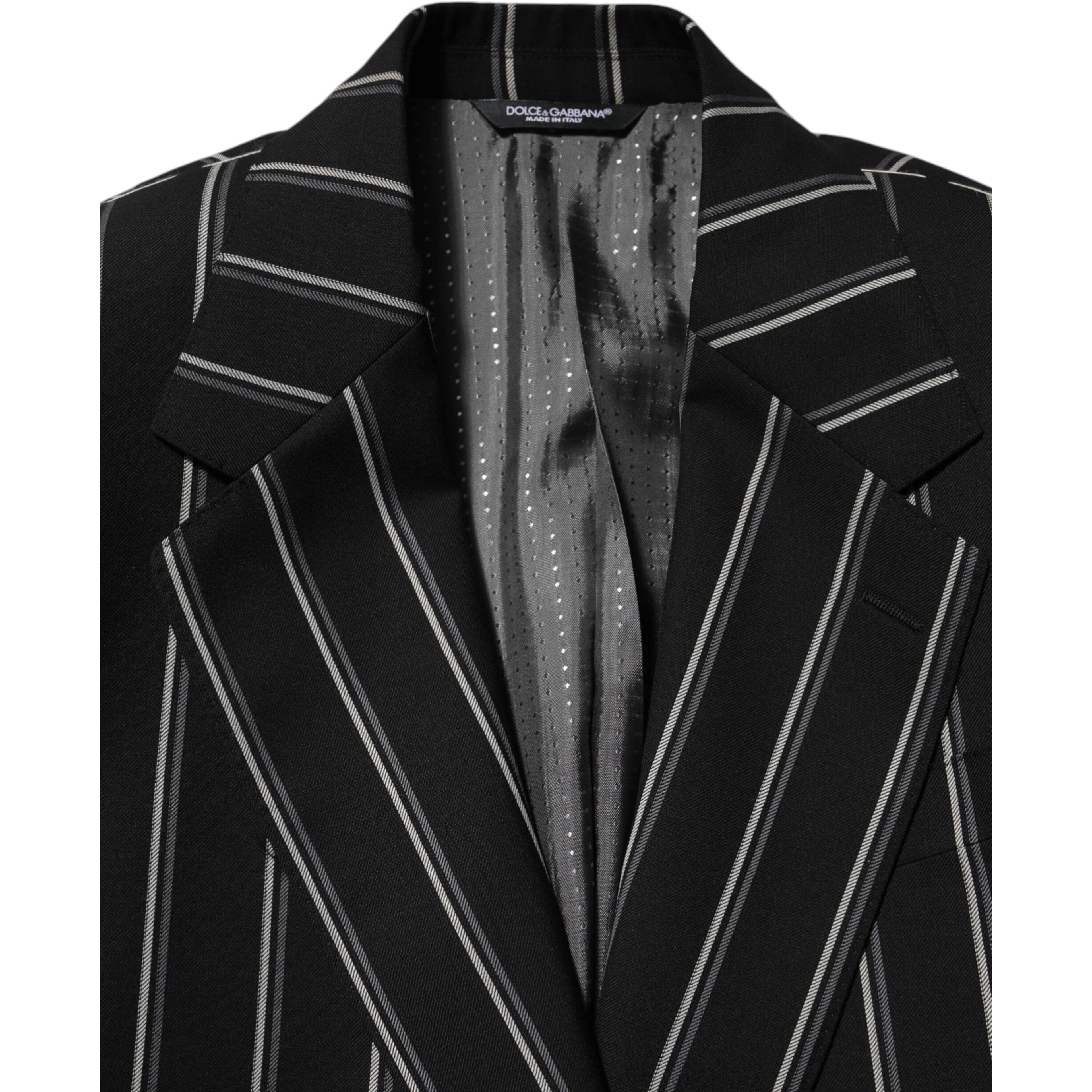 Black Stripes SICILIA 1 Button Suit Blazer