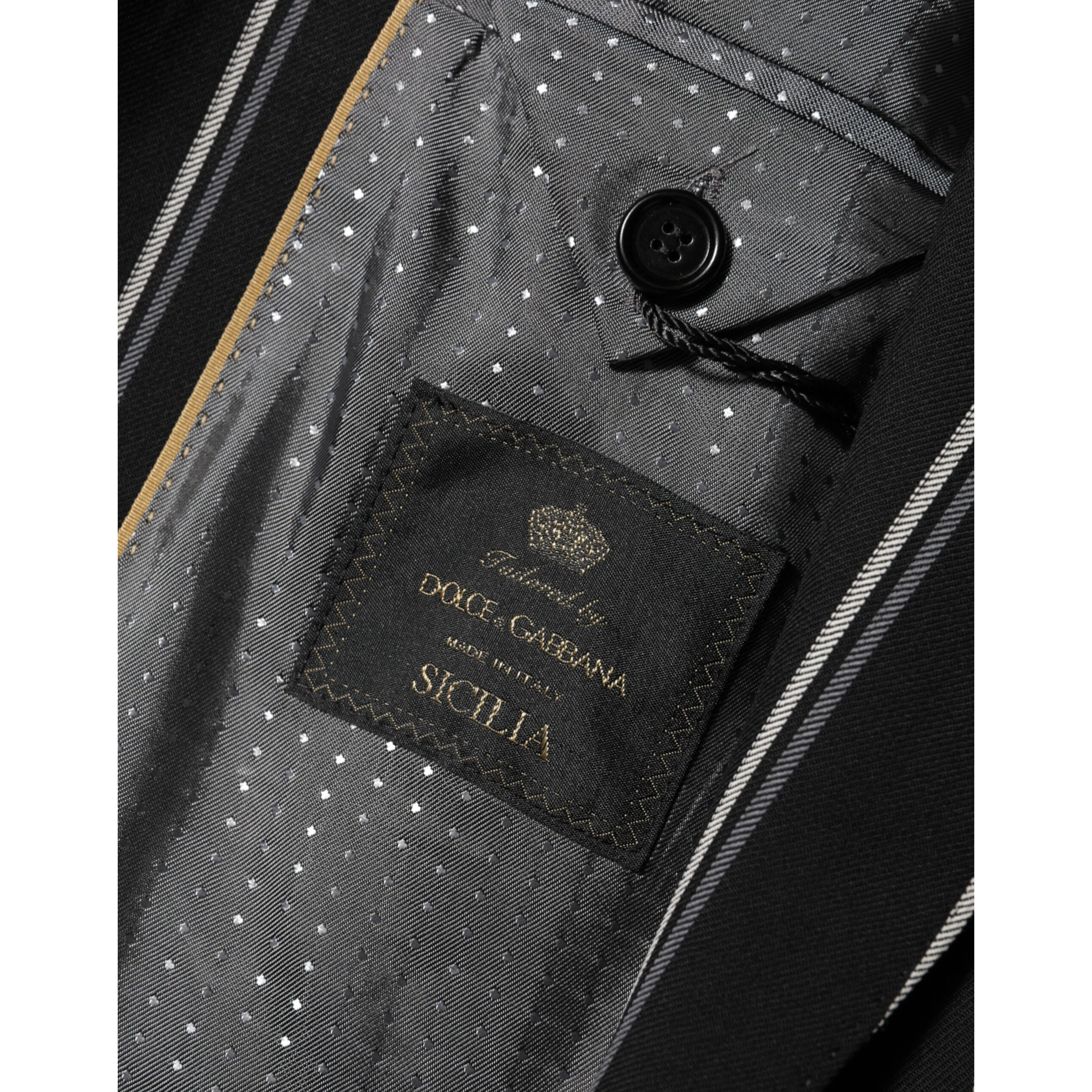 Black Stripes SICILIA 1 Button Suit Blazer