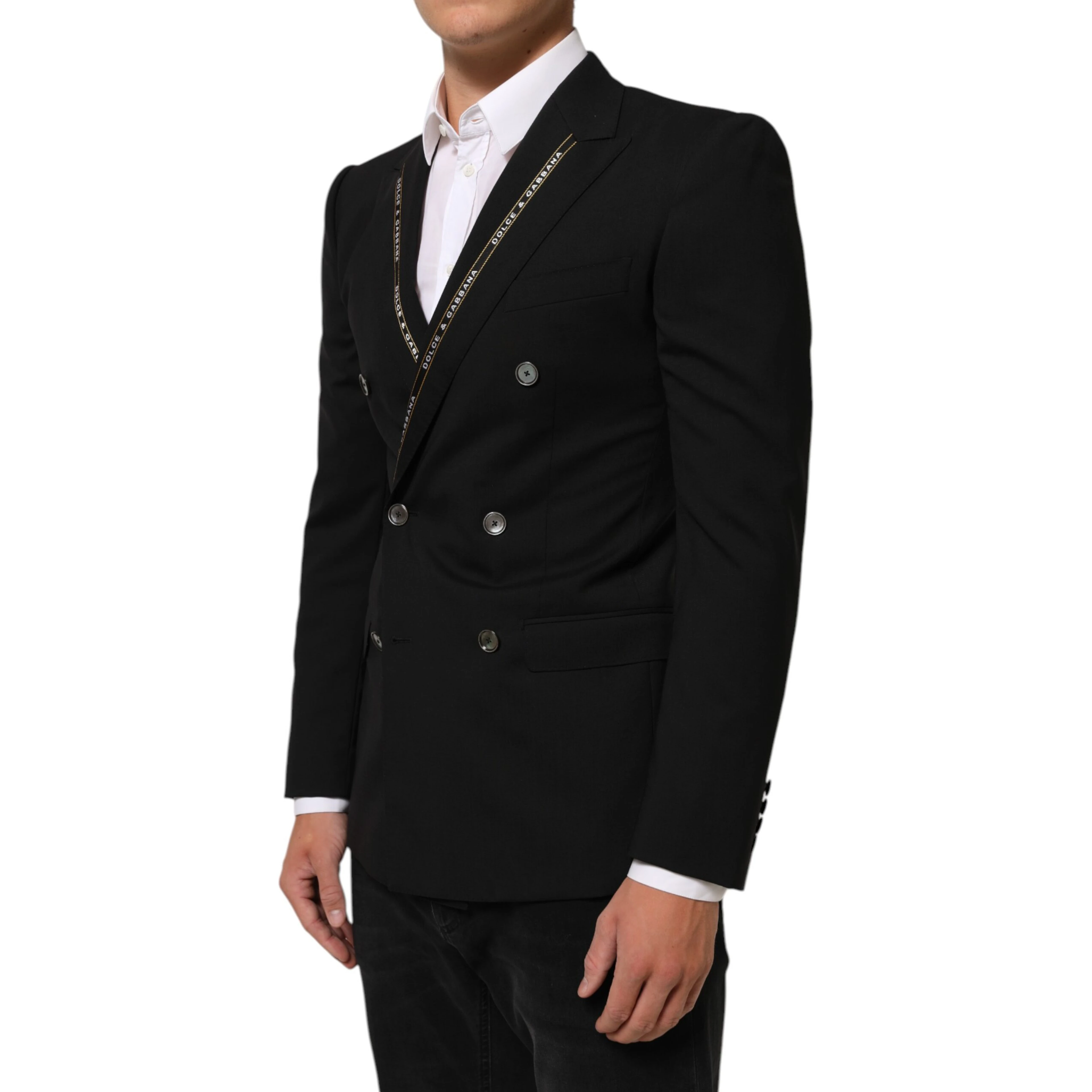 Black SICILIA Double Breasted Jacket Blazer