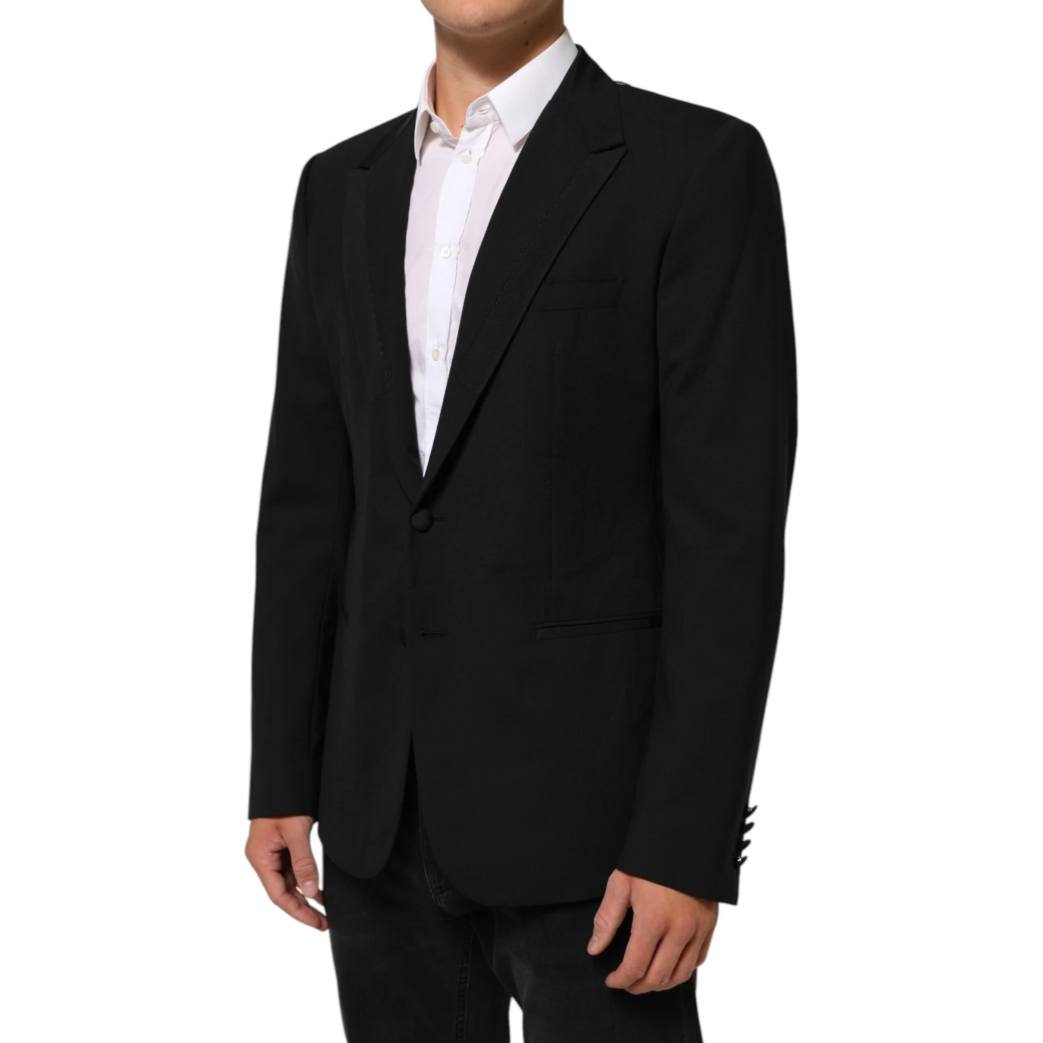 Black Wool 2 Buttons Suit Men Jacket Blazer