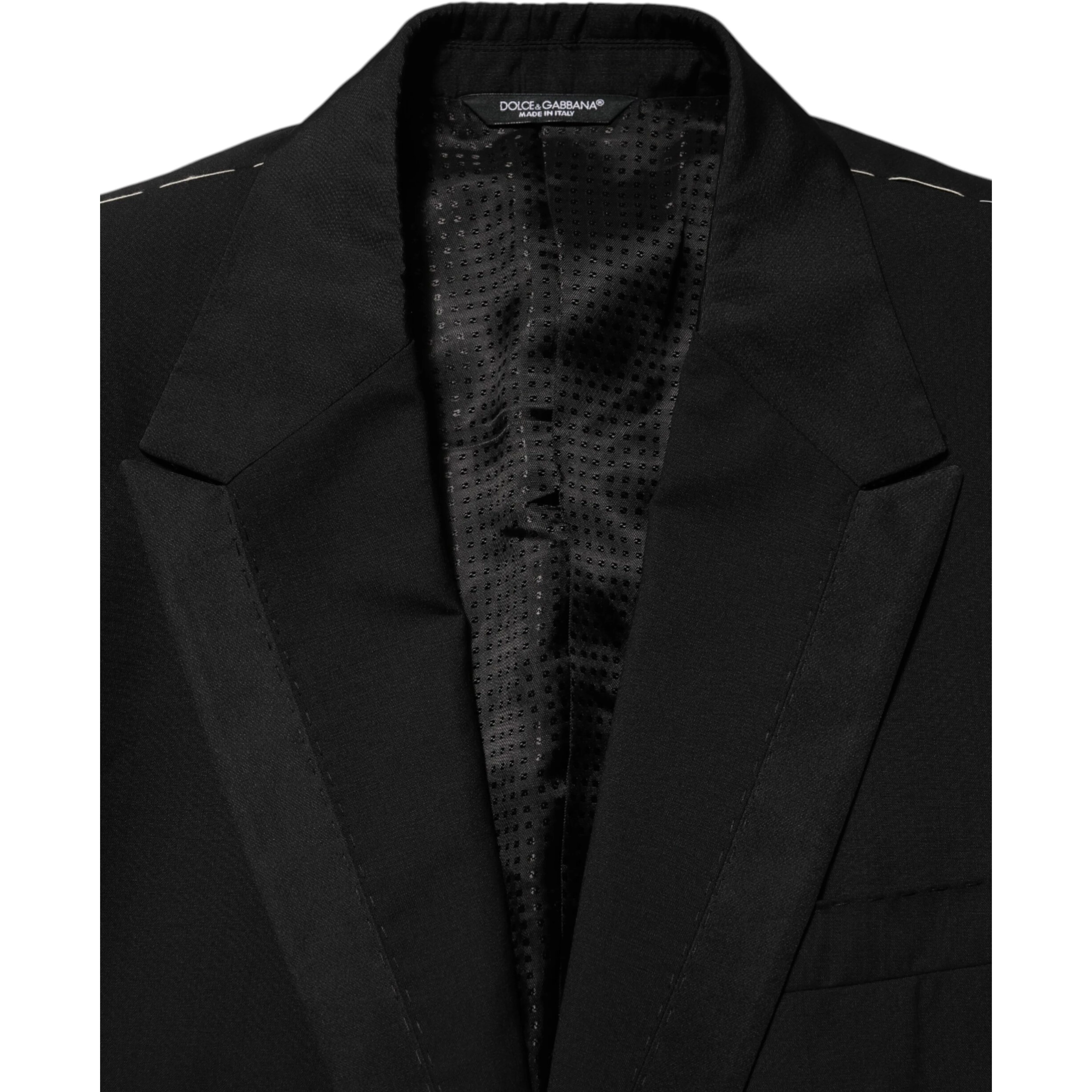 Black Wool 2 Buttons Suit Men Jacket Blazer