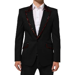 Black SICILIA Crystal Embellished Men Blazer