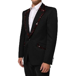 Black SICILIA Crystal Embellished Men Blazer