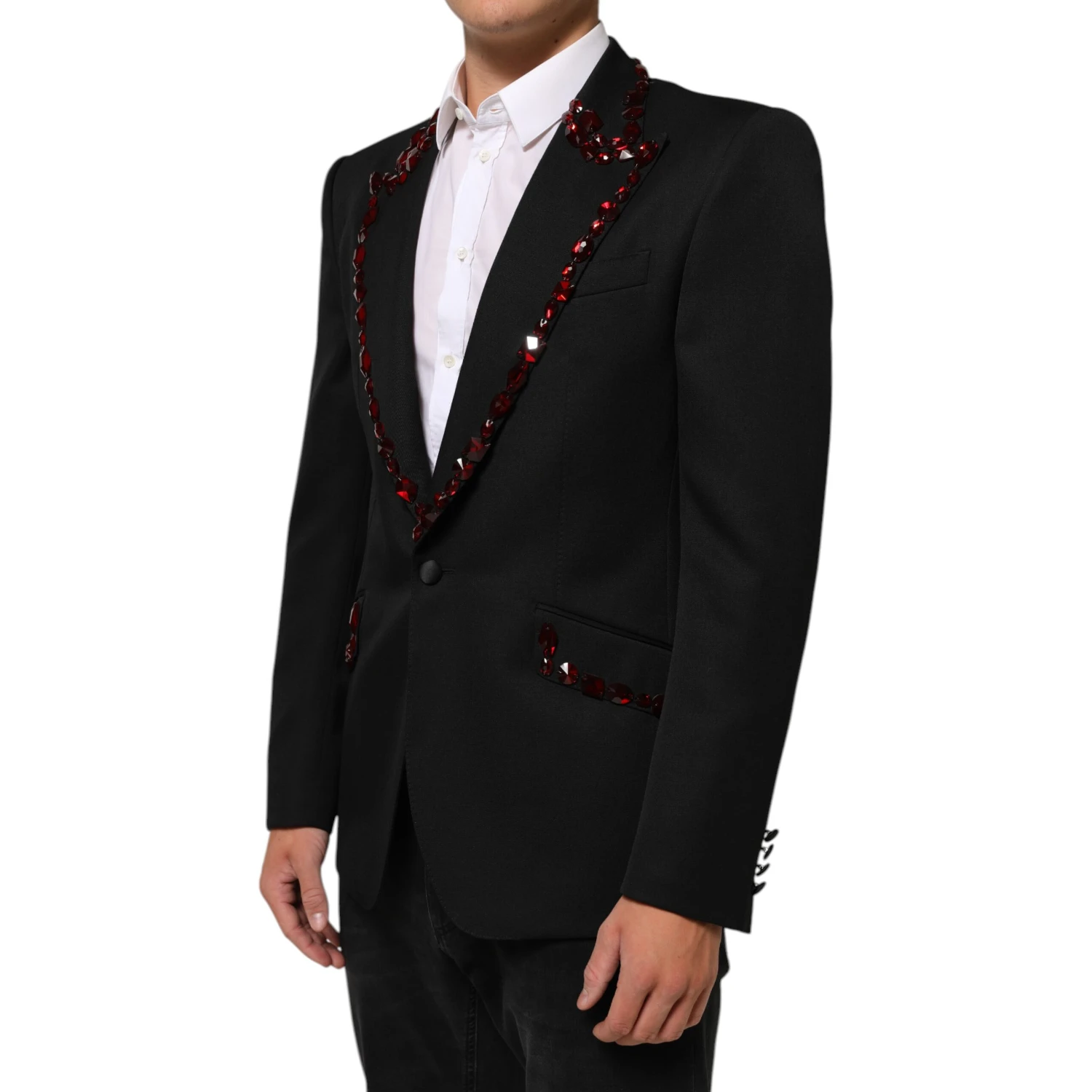 Black SICILIA Crystal Embellished Men Blazer