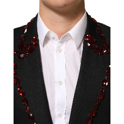 Black SICILIA Crystal Embellished Men Blazer