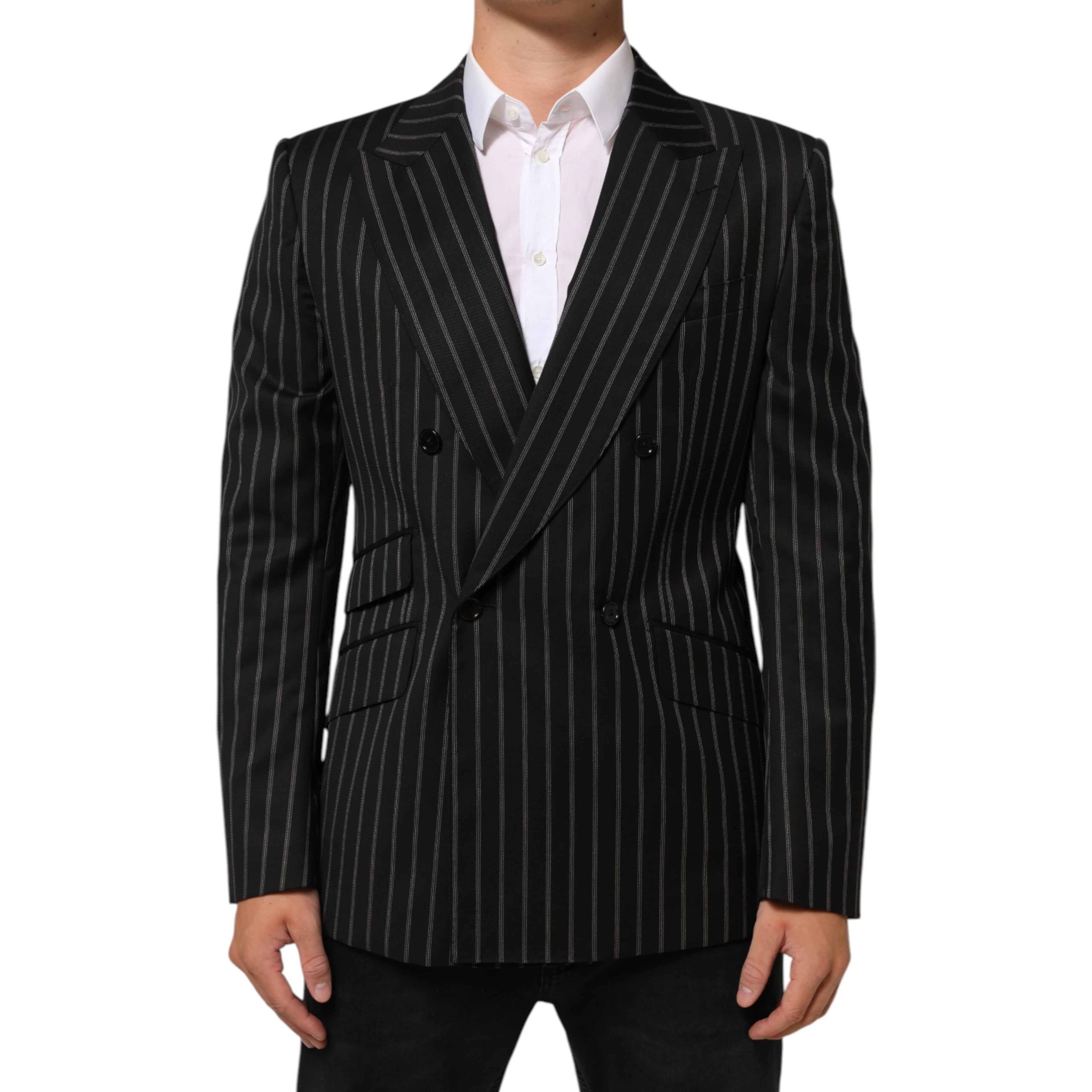 Black Stripes SICILIA 1 Button Suit Blazer