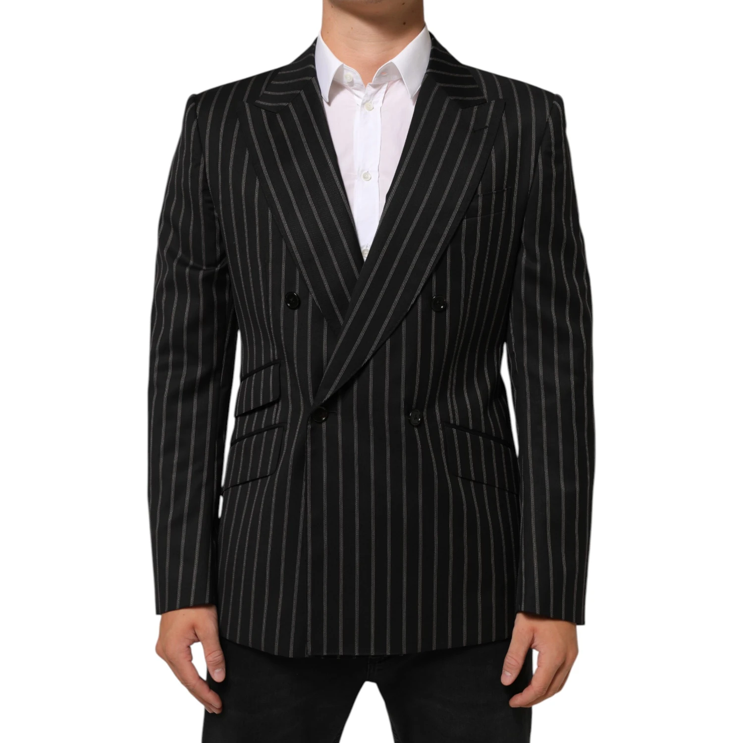 Black Stripes SICILIA 1 Button Suit Blazer