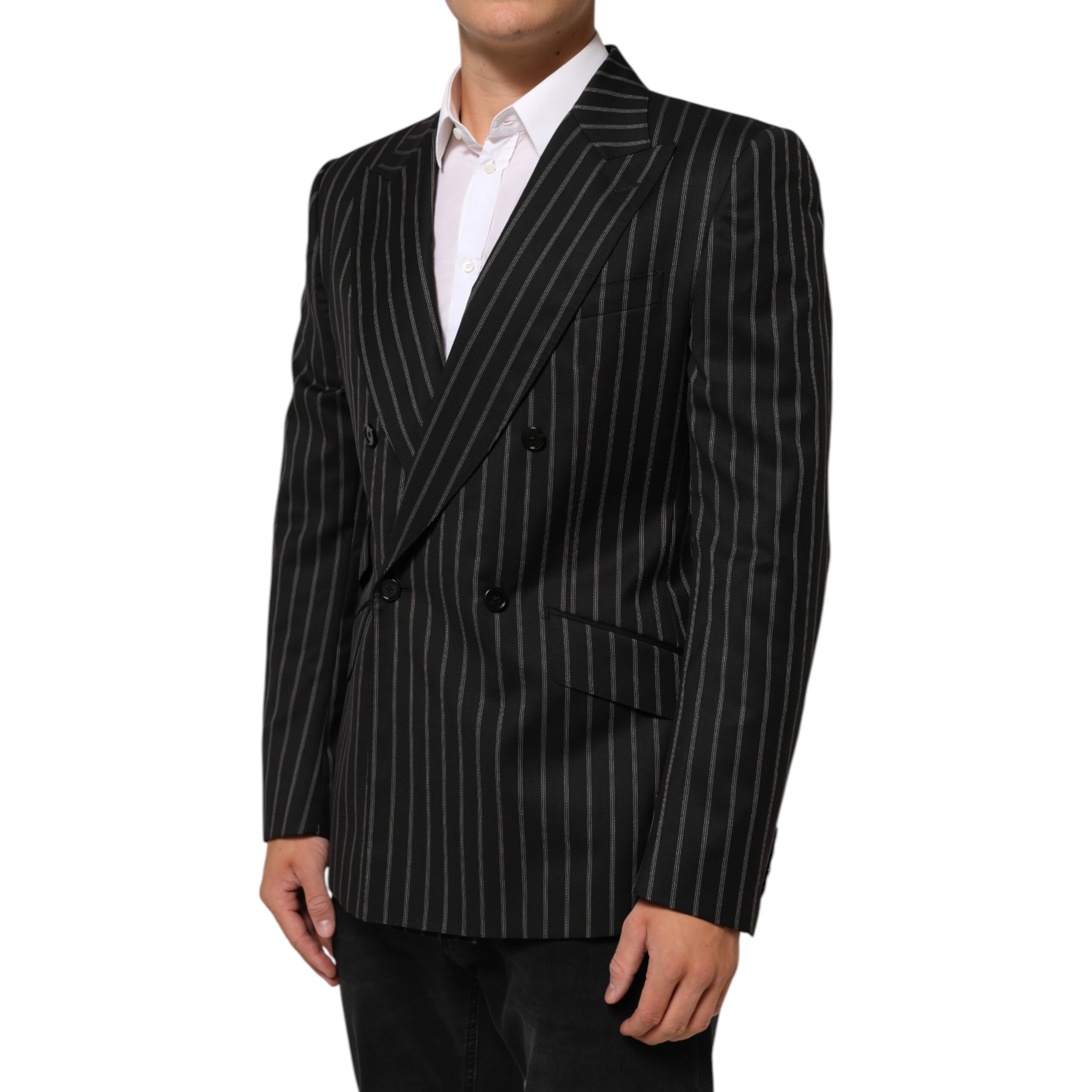 Black Stripes SICILIA 1 Button Suit Blazer