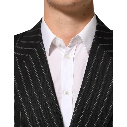 Black Stripes SICILIA 1 Button Suit Blazer