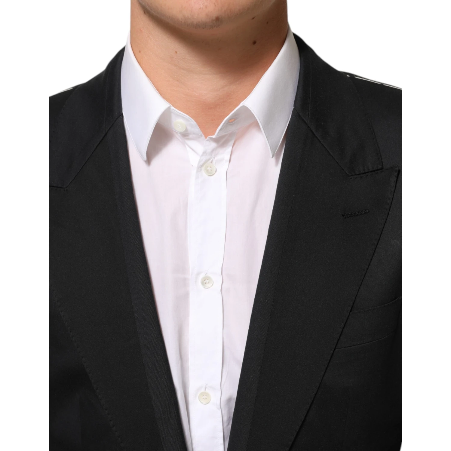 Black Cotton 2 Buttons Suit Jacket Blazer