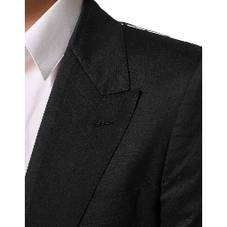 Black Cotton 2 Buttons Suit Jacket Blazer