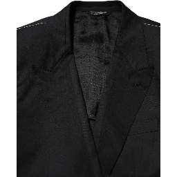 Black Cotton 2 Buttons Suit Jacket Blazer