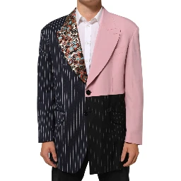 Multicolor Patchwork Single Breasted Jacket Blazer