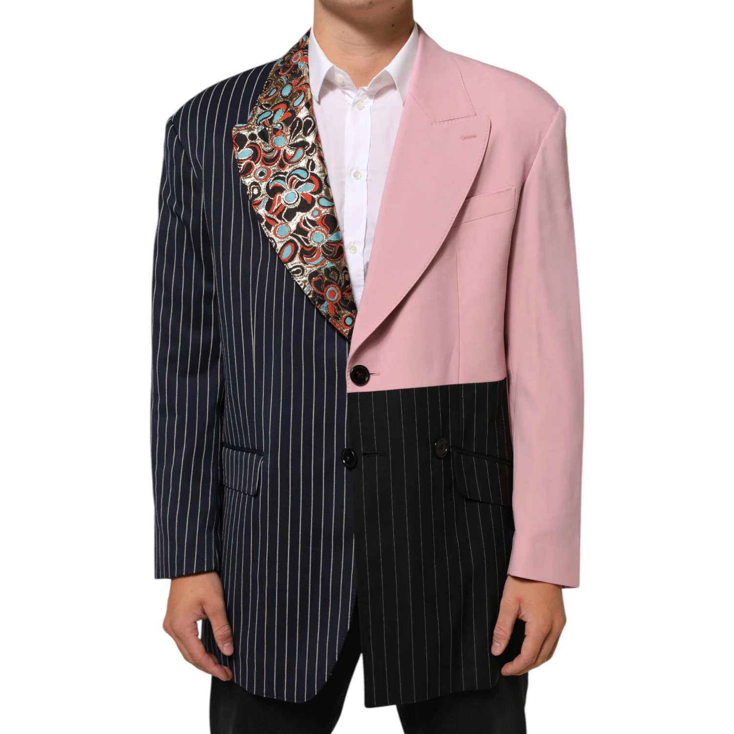Multicolor Patchwork Single Breasted Jacket Blazer