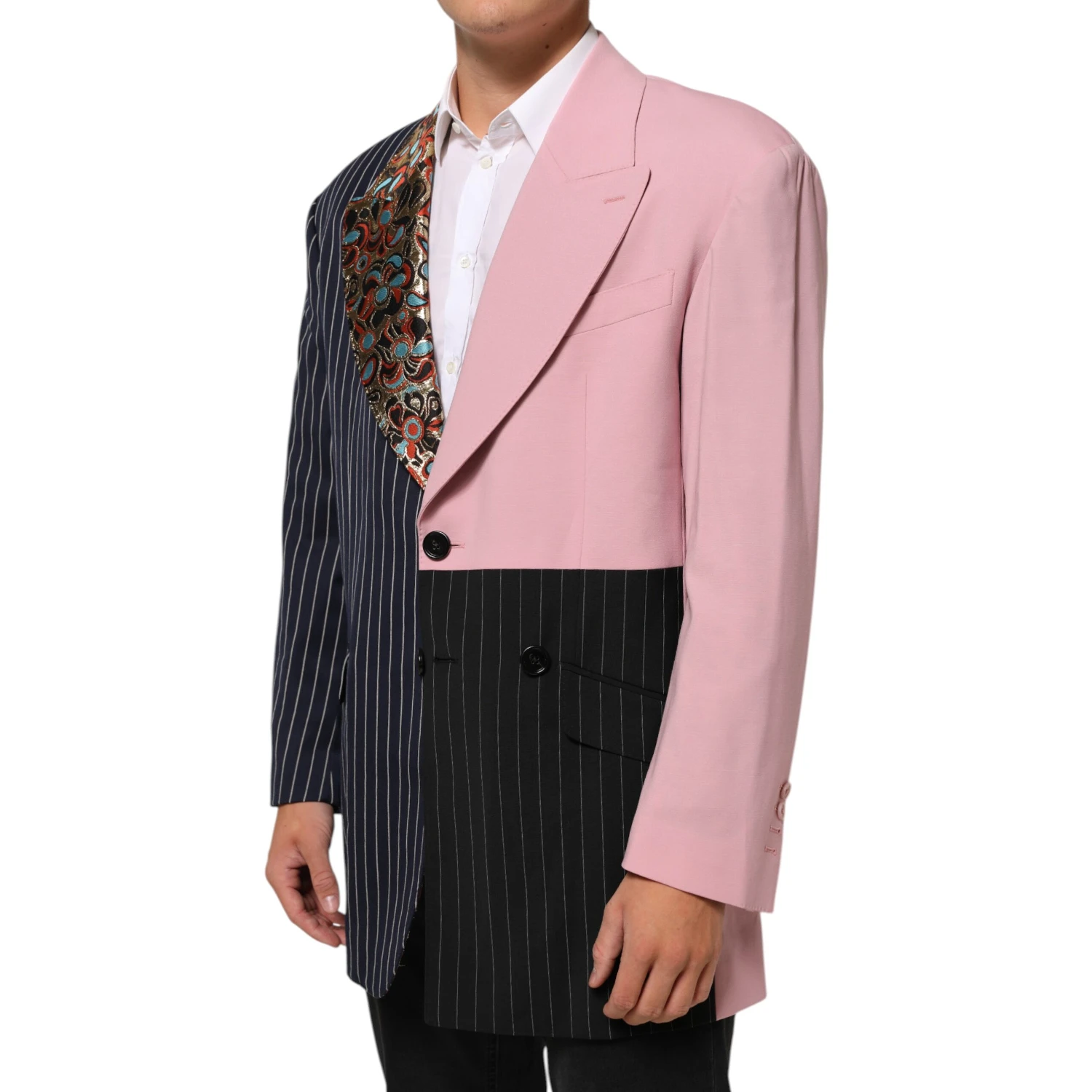 Multicolor Patchwork Single Breasted Jacket Blazer