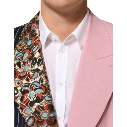 Multicolor Patchwork Single Breasted Jacket Blazer