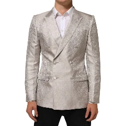 Beige MARTINI Double-Breasted Suit Blazer