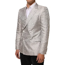 Beige MARTINI Double-Breasted Suit Blazer