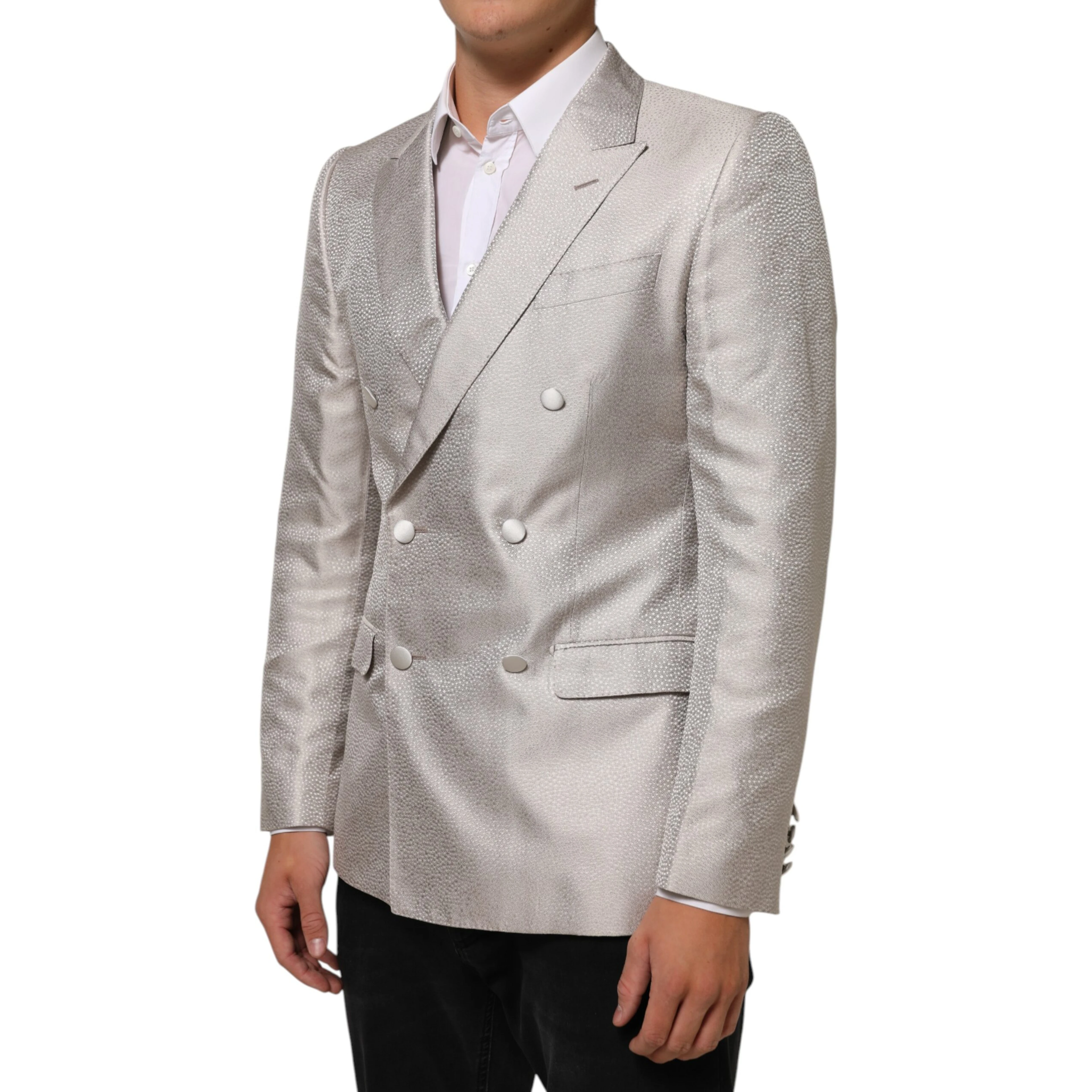 Beige MARTINI Double-Breasted Suit Blazer