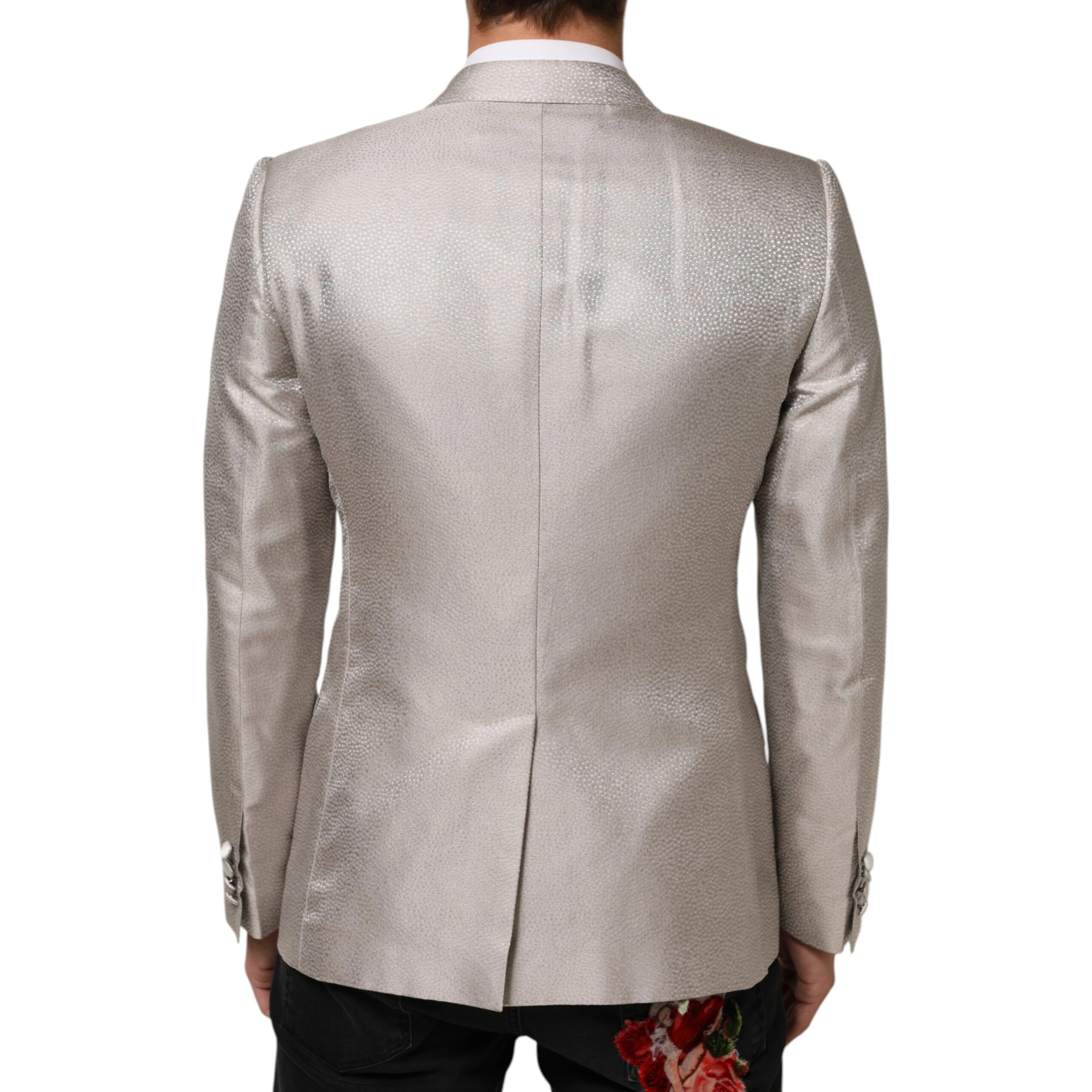 Beige MARTINI Double-Breasted Suit Blazer