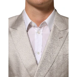Beige MARTINI Double-Breasted Suit Blazer