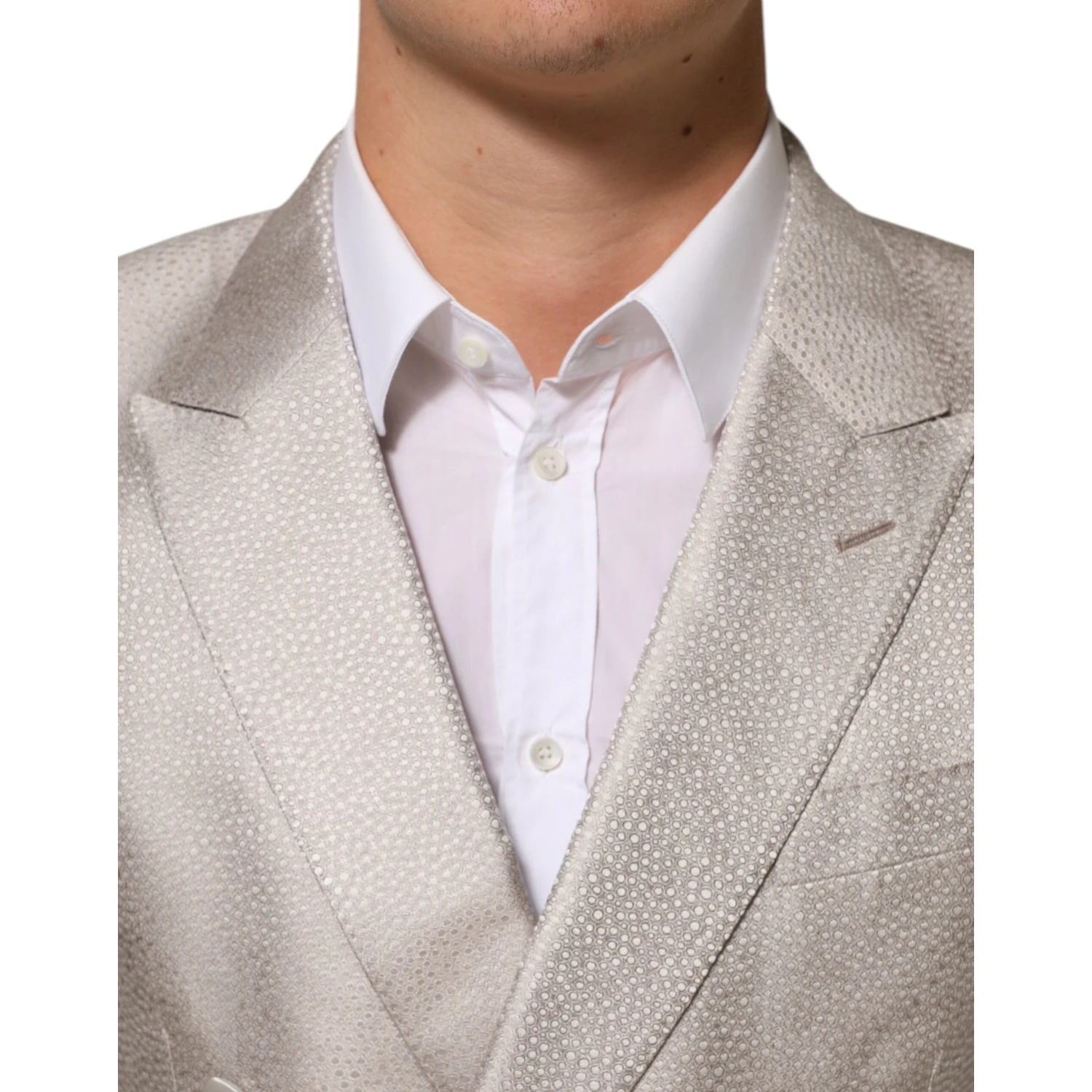 Beige MARTINI Double-Breasted Suit Blazer