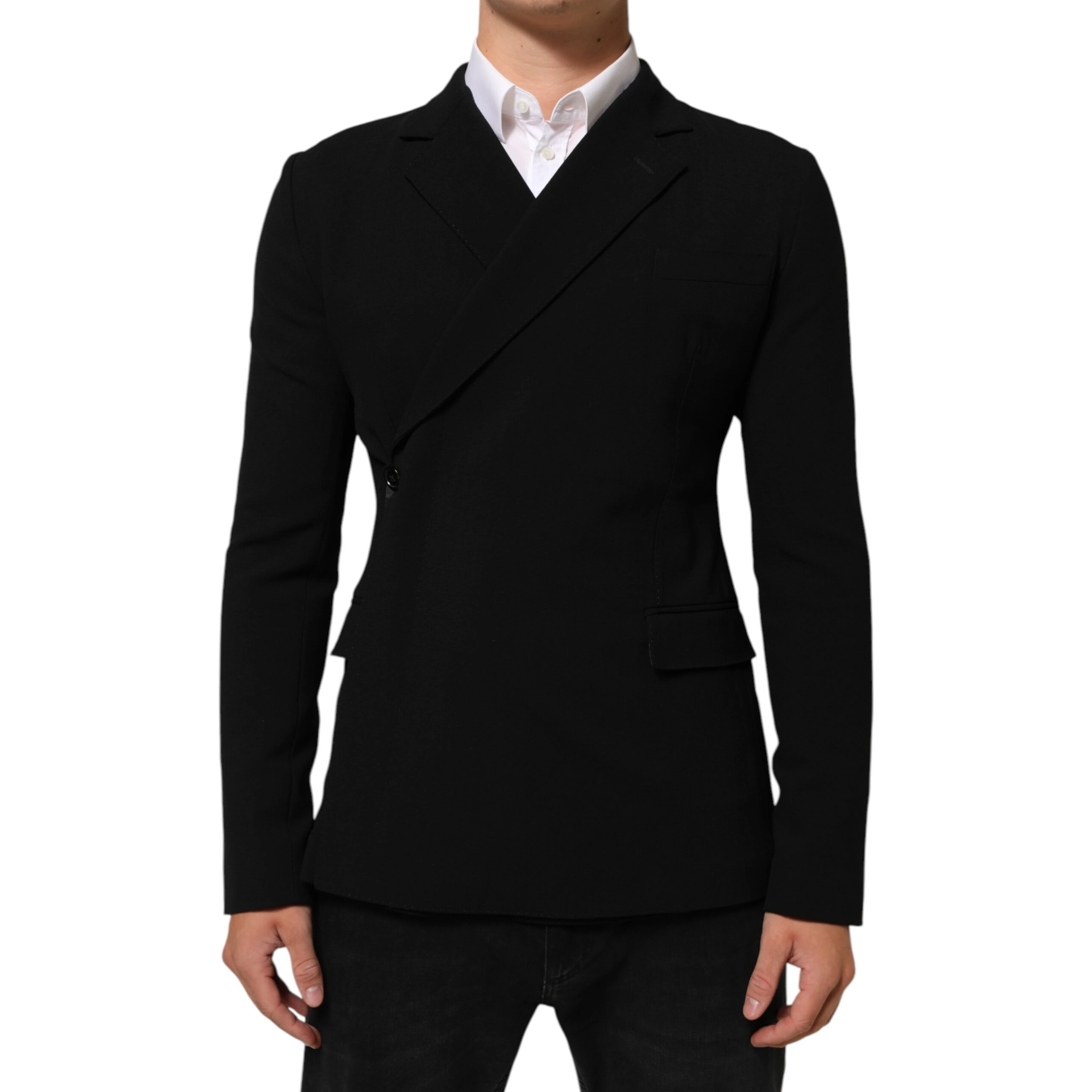 Black Wool Double Breasted Men Jacket Blazer