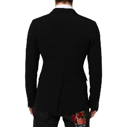 Black Wool Double Breasted Men Jacket Blazer