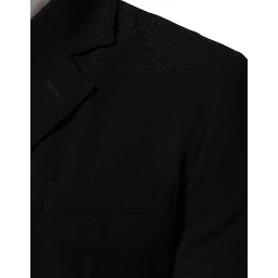 Black Wool Double Breasted Men Jacket Blazer