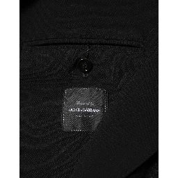 Black Wool Double Breasted Men Jacket Blazer