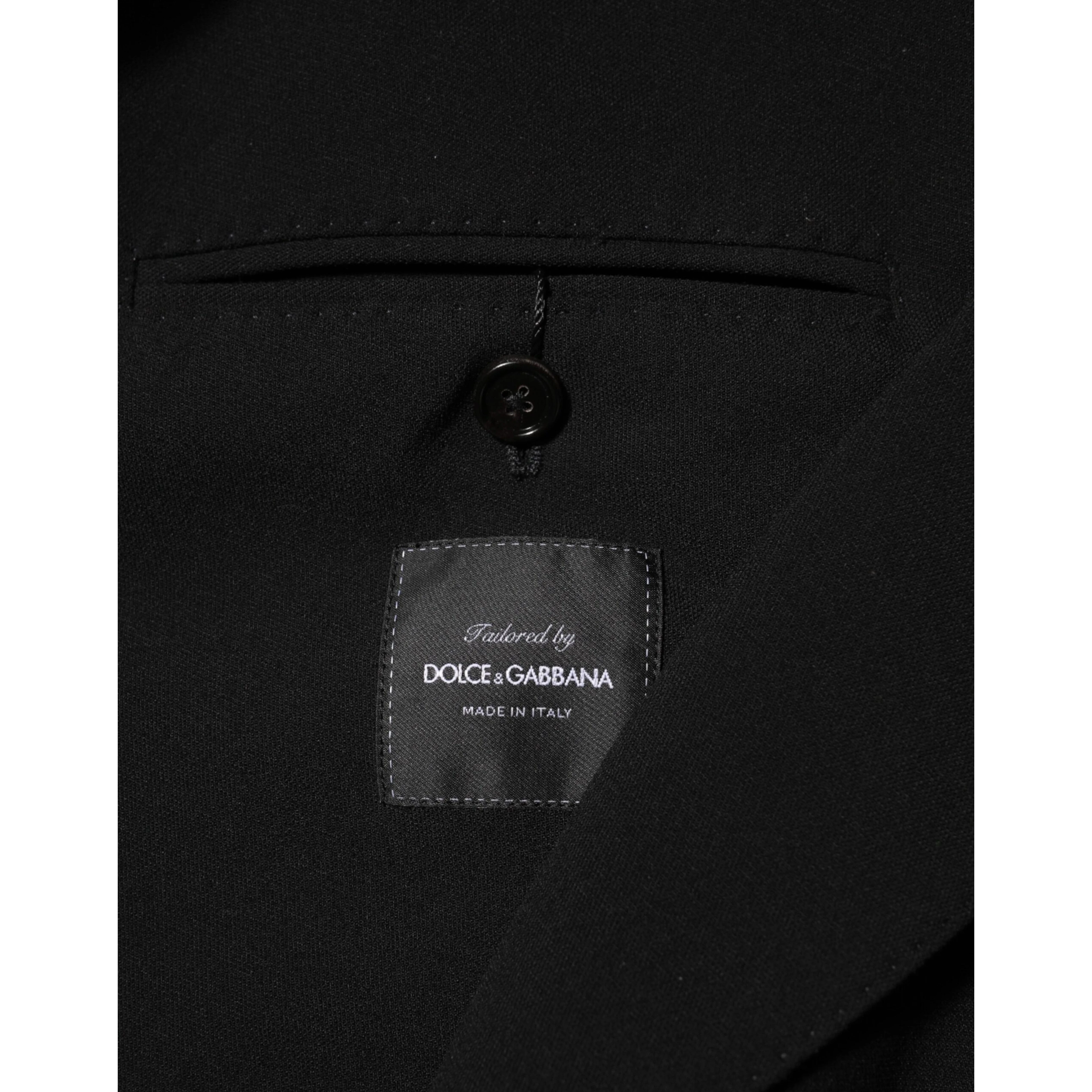 Black Wool Double Breasted Men Jacket Blazer