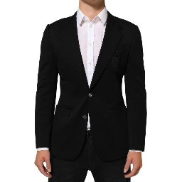 Black Viscose 2 Buttons Suit Jacket Blazer