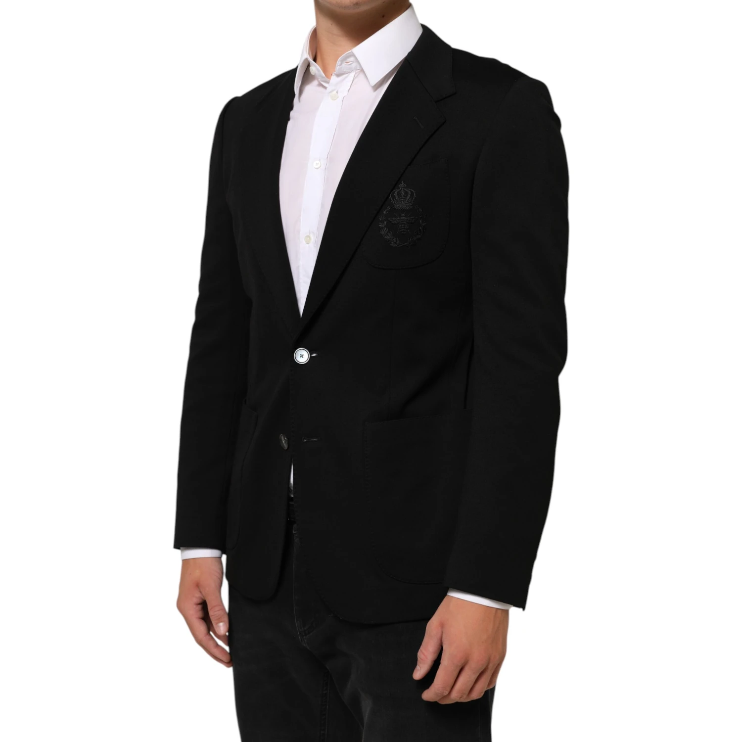Black Viscose 2 Buttons Suit Jacket Blazer