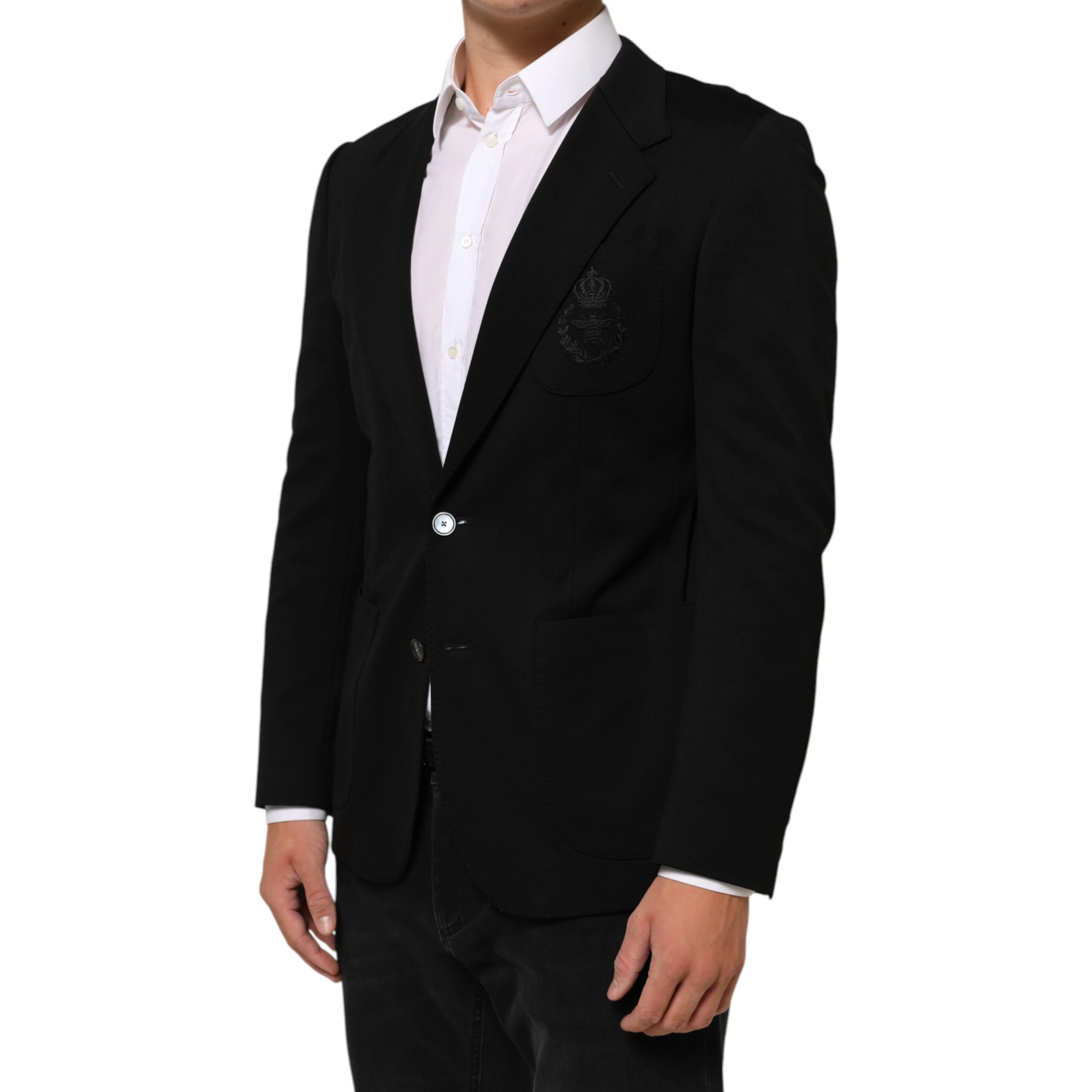 Black Viscose 2 Buttons Suit Jacket Blazer