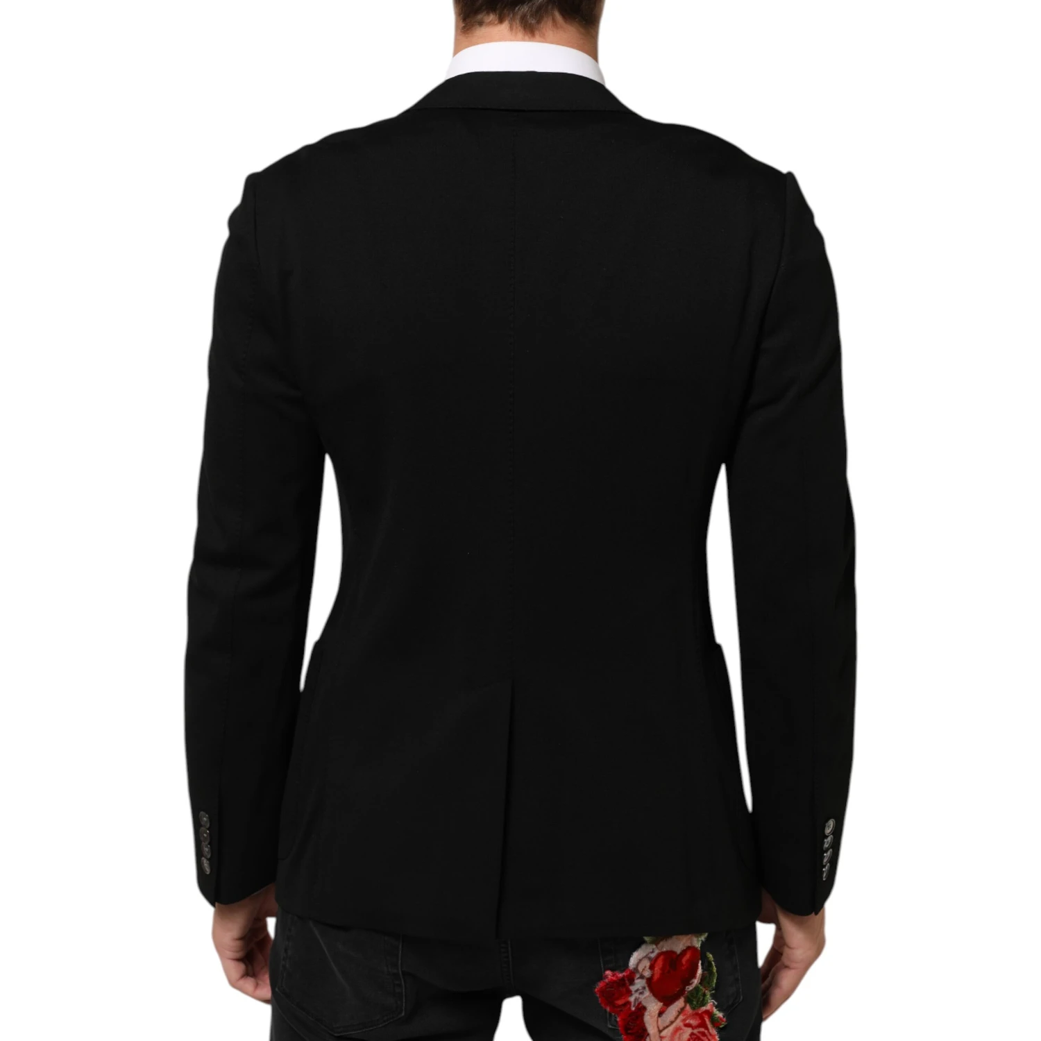 Black Viscose 2 Buttons Suit Jacket Blazer