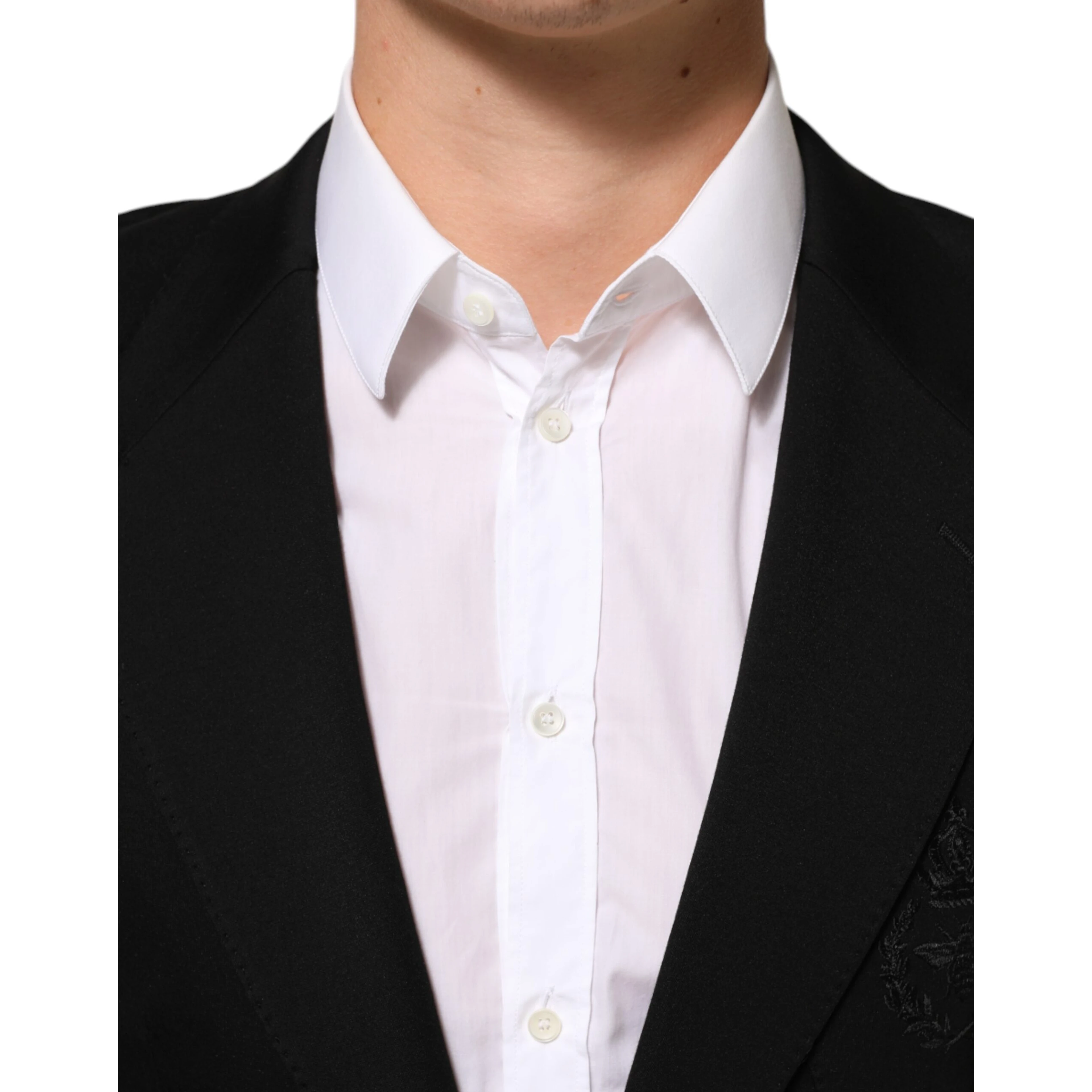 Black Viscose 2 Buttons Suit Jacket Blazer