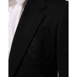 Black Viscose 2 Buttons Suit Jacket Blazer