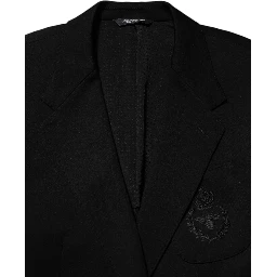 Black Viscose 2 Buttons Suit Jacket Blazer