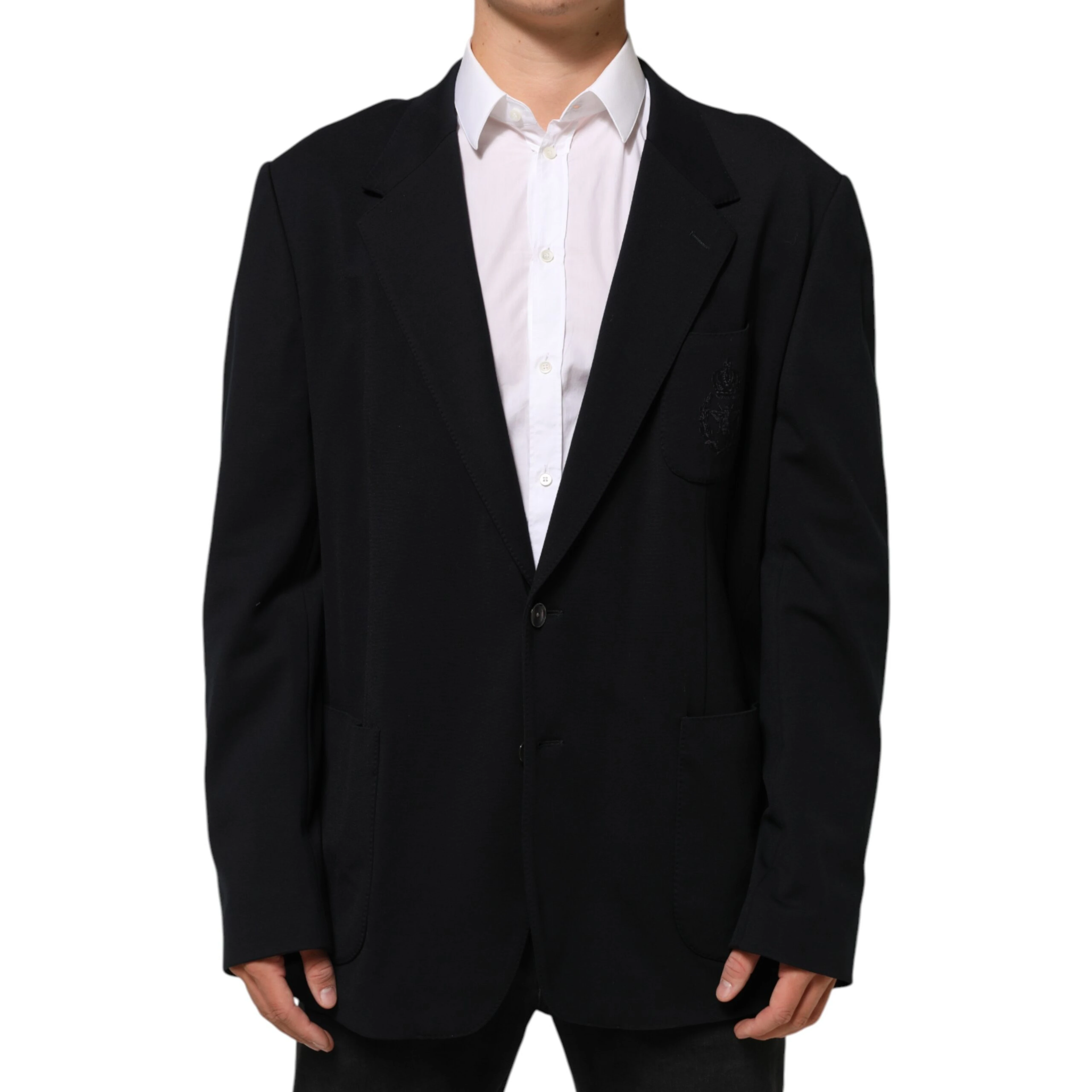 Black Viscose 2 Buttons Suit Jacket Blazer