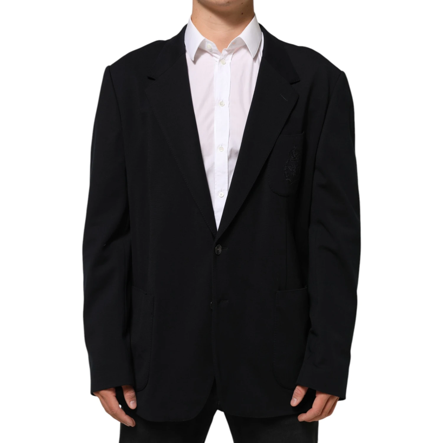 Black Viscose 2 Buttons Suit Jacket Blazer