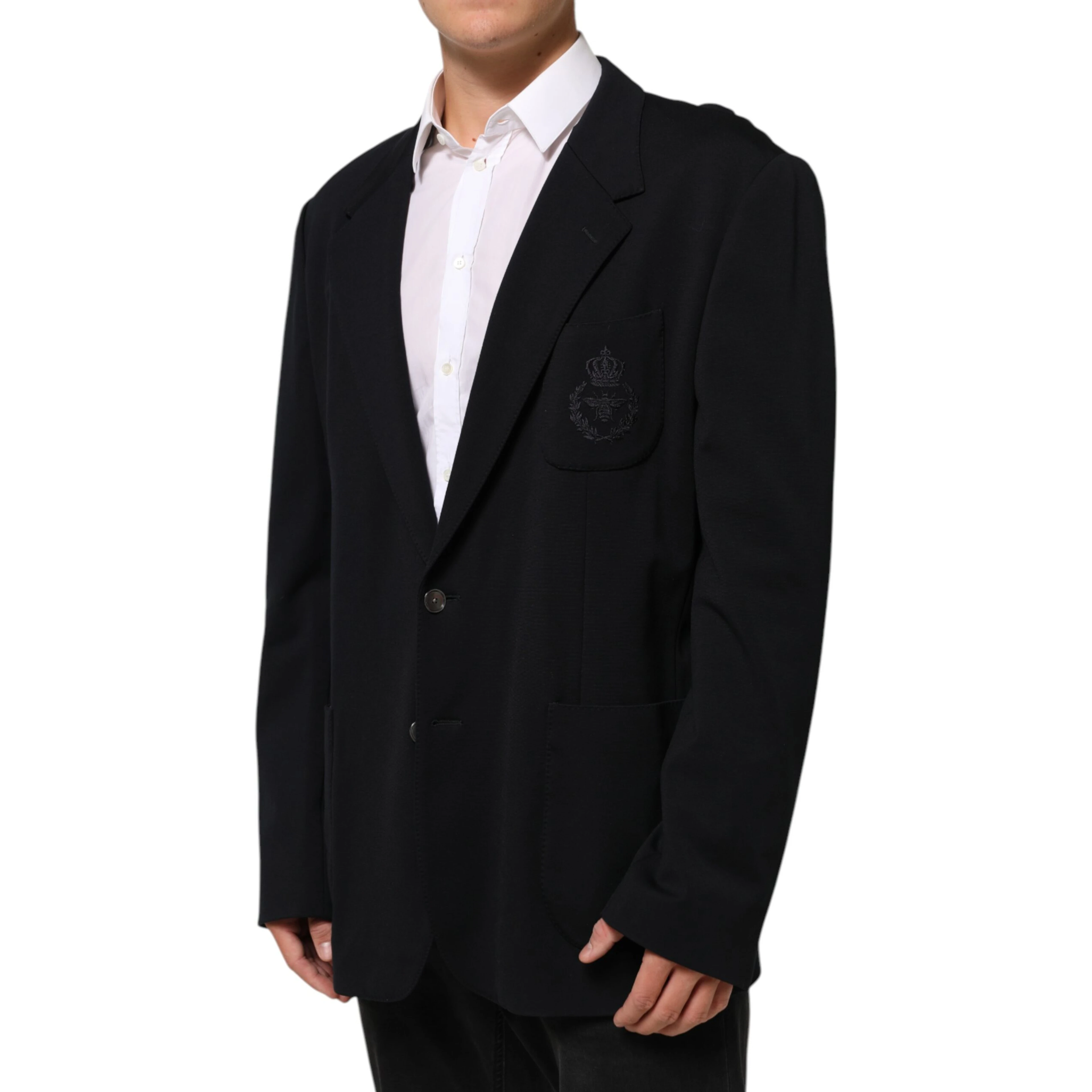 Black Viscose 2 Buttons Suit Jacket Blazer